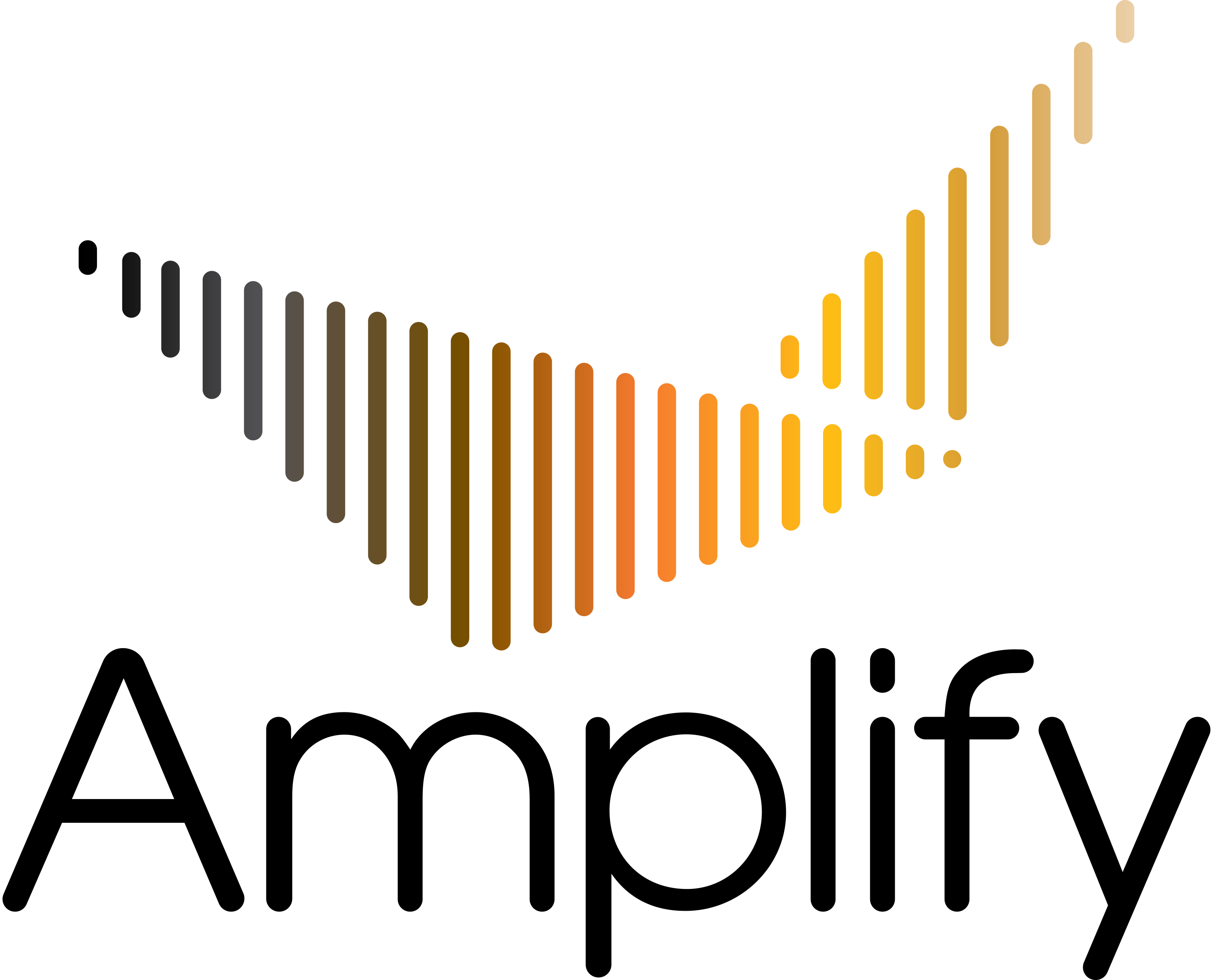 A symmetric V-shaped pattern made of vertical lines transitioning from black and gray on the left to warm hues of red, orange, and yellow on the right, set against a black background.