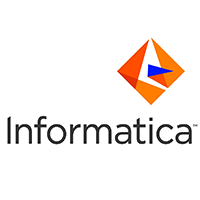 Logo of Informatica featuring the text Informatica below a geometric design. The design is an orange and red diamond shape with a stylized blue and white arrow in the center.