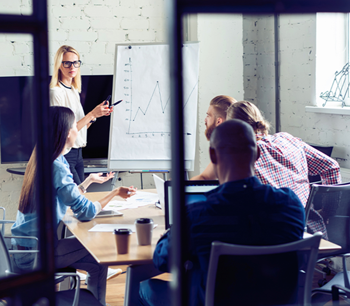women presenting to colleagues